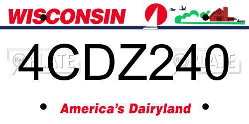 4CDZ240 Wisconsin License Plate