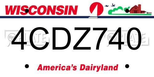 4CDZ740 Wisconsin License Plate