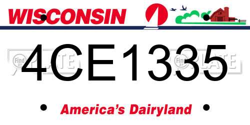 4CE1335 Wisconsin License Plate