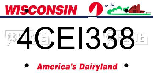 4CEI338 Wisconsin License Plate