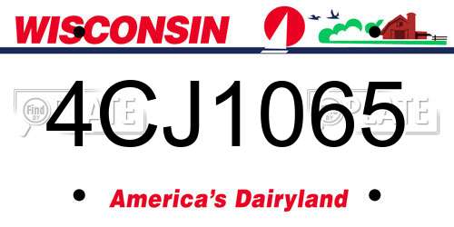 4CJ1065 Wisconsin License Plate