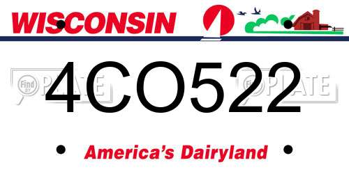 4CO522 Wisconsin License Plate