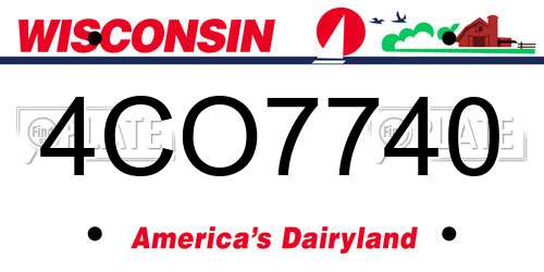 4CO7740 Wisconsin License Plate