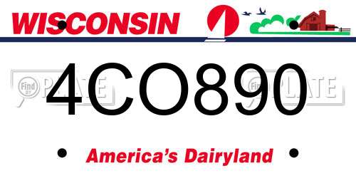 4CO890 Wisconsin License Plate