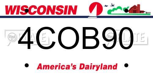 4COB90 Wisconsin License Plate