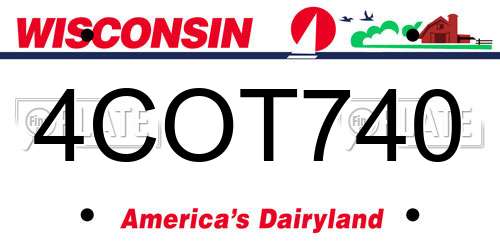 4COT740 Wisconsin License Plate