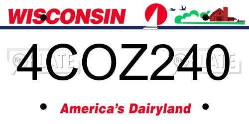 4COZ240 Wisconsin License Plate