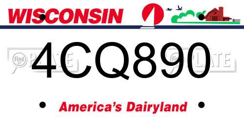 4CQ890 Wisconsin License Plate