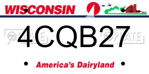 4CQB27 Wisconsin License Plate
