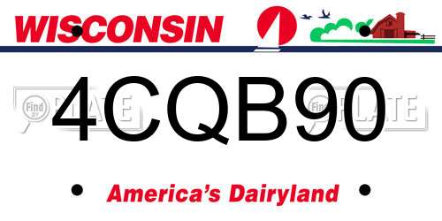 4CQB90 Wisconsin License Plate