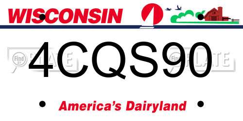 4CQS90 Wisconsin License Plate