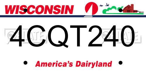 4CQT240 Wisconsin License Plate