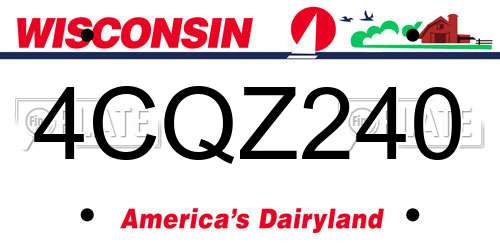 4CQZ240 Wisconsin License Plate