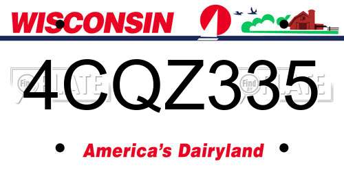 4CQZ335 Wisconsin License Plate