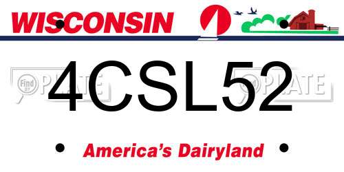 4CSL52 Wisconsin License Plate