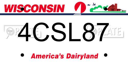 4CSL87 Wisconsin License Plate