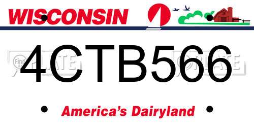 4CTB566 Wisconsin License Plate