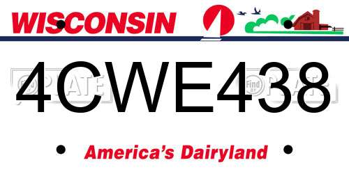 4CWE438 Wisconsin License Plate