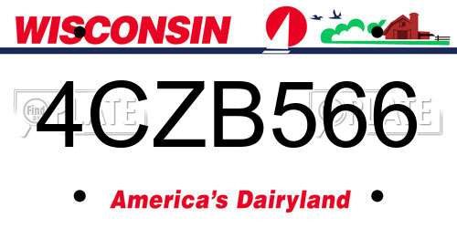 4CZB566 Wisconsin License Plate