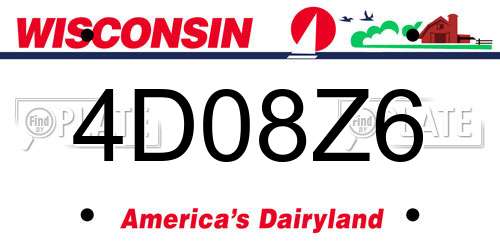 4D08Z6 Wisconsin License Plate