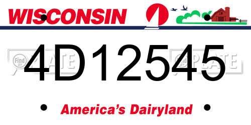 4D12545 Wisconsin License Plate