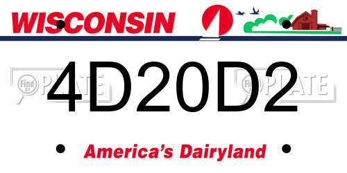 4D20D2 Wisconsin License Plate