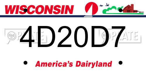 4D20D7 Wisconsin License Plate