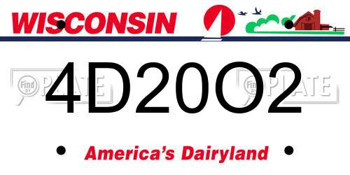 4D20O2 Wisconsin License Plate