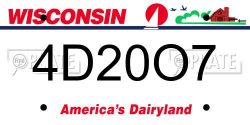 4D20O7 Wisconsin License Plate