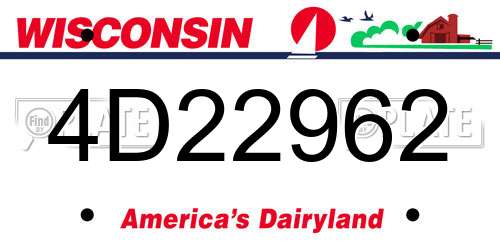 4D22962 Wisconsin License Plate