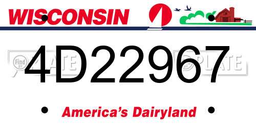 4D22967 Wisconsin License Plate