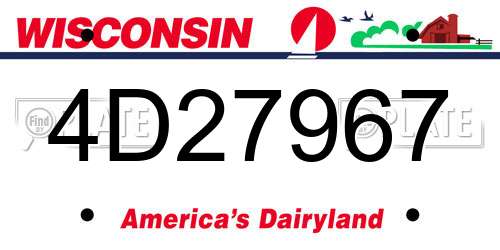 4D27967 Wisconsin License Plate