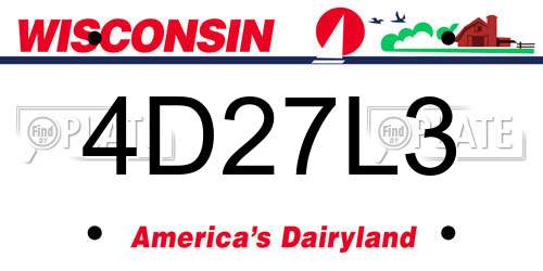 4D27L3 Wisconsin License Plate