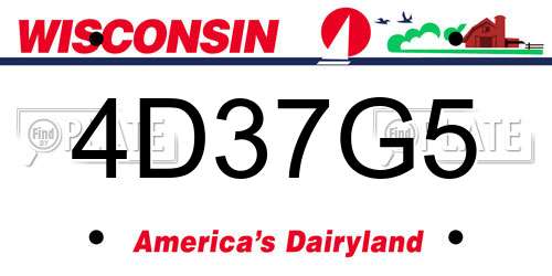 4D37G5 Wisconsin License Plate