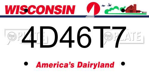 4D46T7 Wisconsin License Plate