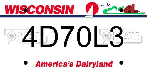 4D70L3 Wisconsin License Plate