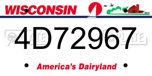 4D72967 Wisconsin License Plate