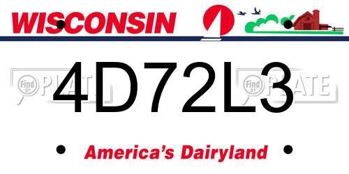 4D72L3 Wisconsin License Plate