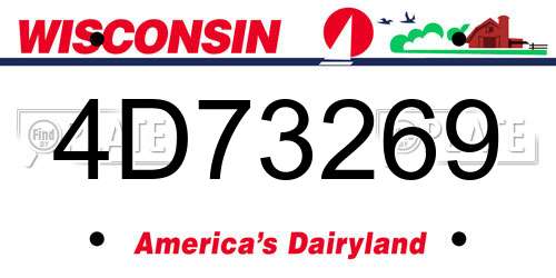 4D73269 Wisconsin License Plate
