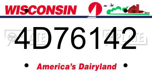 4D76142 Wisconsin License Plate