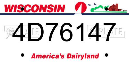 4D76147 Wisconsin License Plate