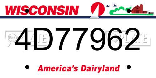 4D77962 Wisconsin License Plate
