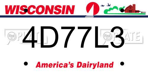 4D77L3 Wisconsin License Plate
