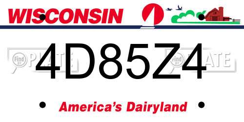 4D85Z4 Wisconsin License Plate