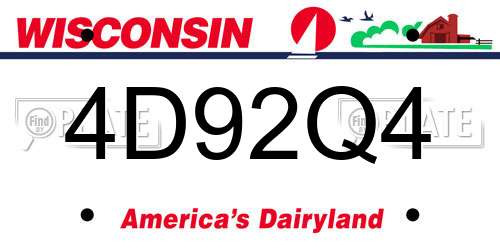 4D92Q4 Wisconsin License Plate