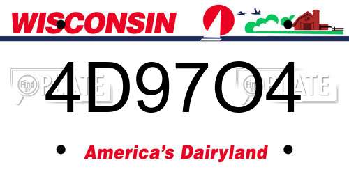 4D97O4 Wisconsin License Plate