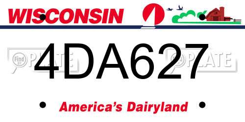 4DA627 Wisconsin License Plate