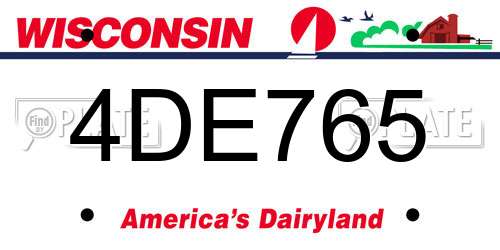4DE765 Wisconsin License Plate