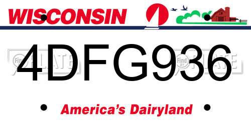 4DFG936 Wisconsin License Plate