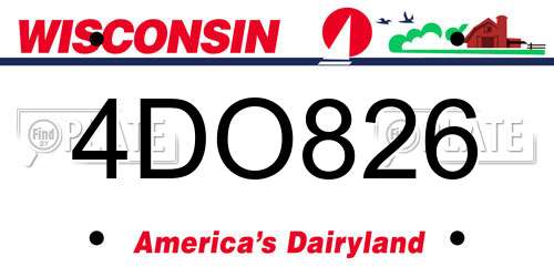 4DO826 Wisconsin License Plate